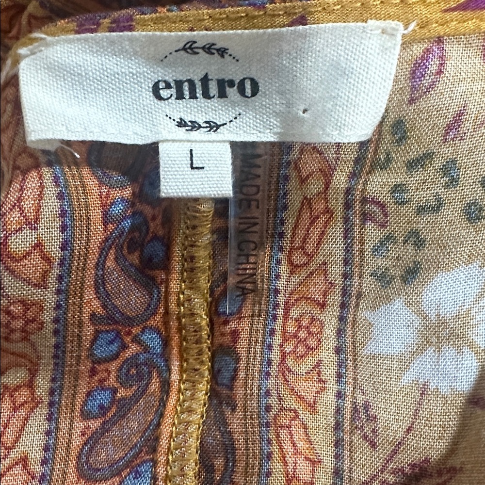 Entro Floral Lace Trim Midi Dress bold & Multi- Colored Size L Large - Picture 6 of 8